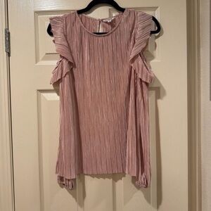 BB Dakota Pink Sleeveless Ribbed Ruffle Blouse Women’s M